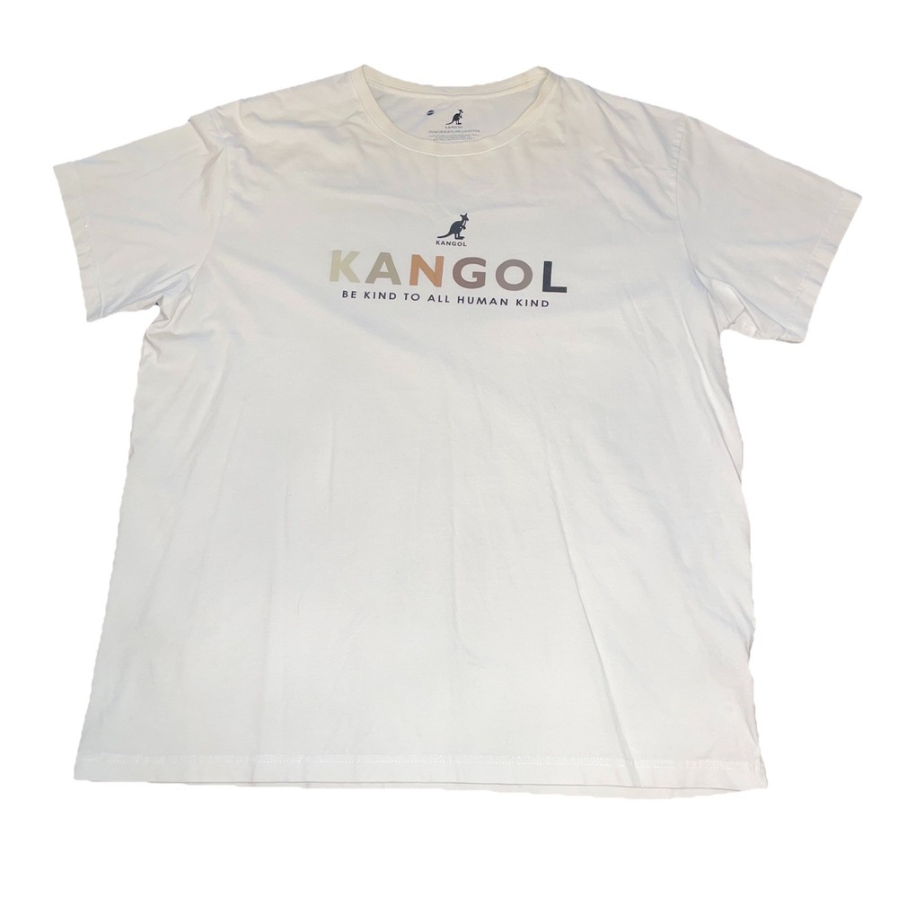 Kangol Kangaroo short sleeve Rainbow Colors White T Shirt Mens 2XL XXL